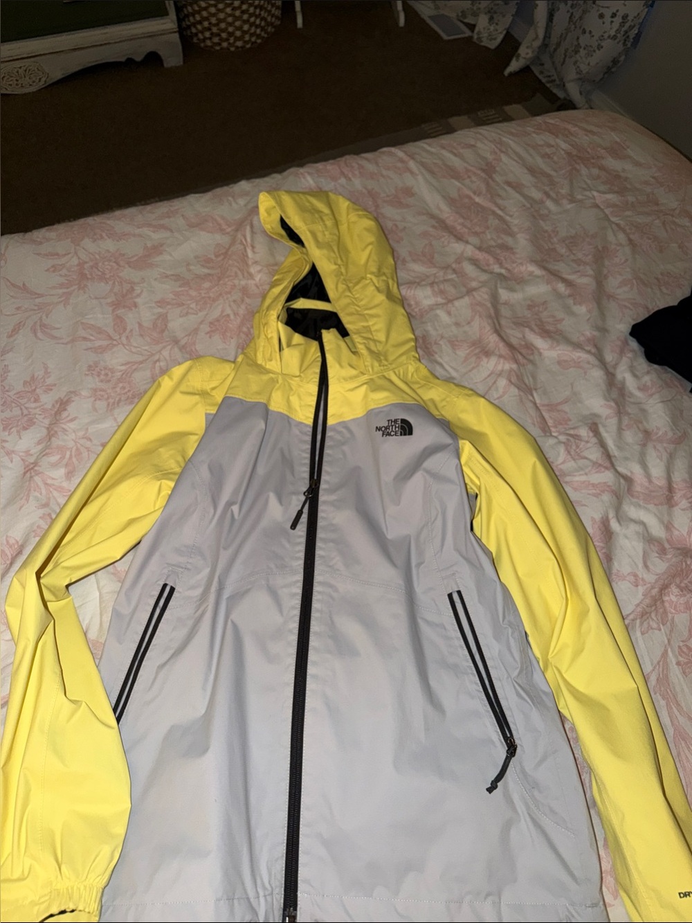 The North Face Yellow and Light Gray Hooded Ski Jacket